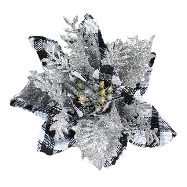 1 paquete de cuadros blancos y negros modelo flores artificiales navideñas cuadros navideños flores navideñas bricolaje árbol de Navidad decoración de ratán accesorios de ANGGREK Otros