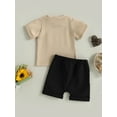 thumbnail image 4 of Coduop Baby Boys Pants Suit,Short Sleeve T-shirt Tops and Drawstring Shorts 3Pcs Outfit Set, 4 of 9