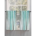 thumbnail image 3 of Tier Curtains 45 Inches Long, Turquoise Gray Window Treatment Curtain Drapes, Farmhouse Abstract Gradient Aesthetic Small Curtain Drapes for Bathroom Laundry Room, 27.5"x45", 2 Panels, 3 of 7