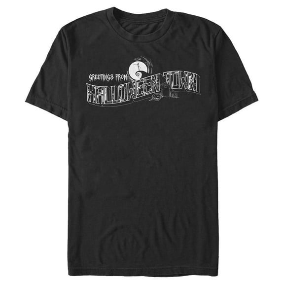 Men's The Nightmare Before Christmas Greetings from Halloween Town Graphic Tee Black 3X Large