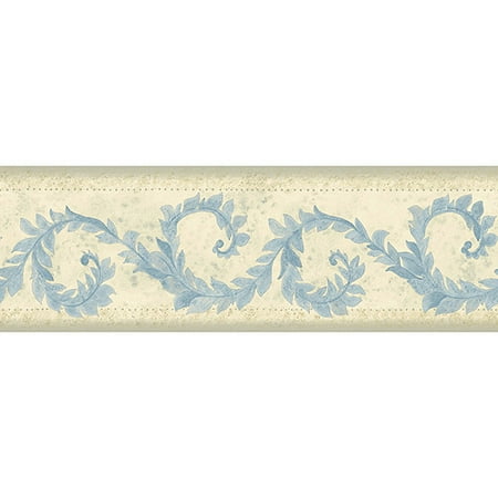 Blue Mountain Laurel Wallpaper Border, Elegant Blue