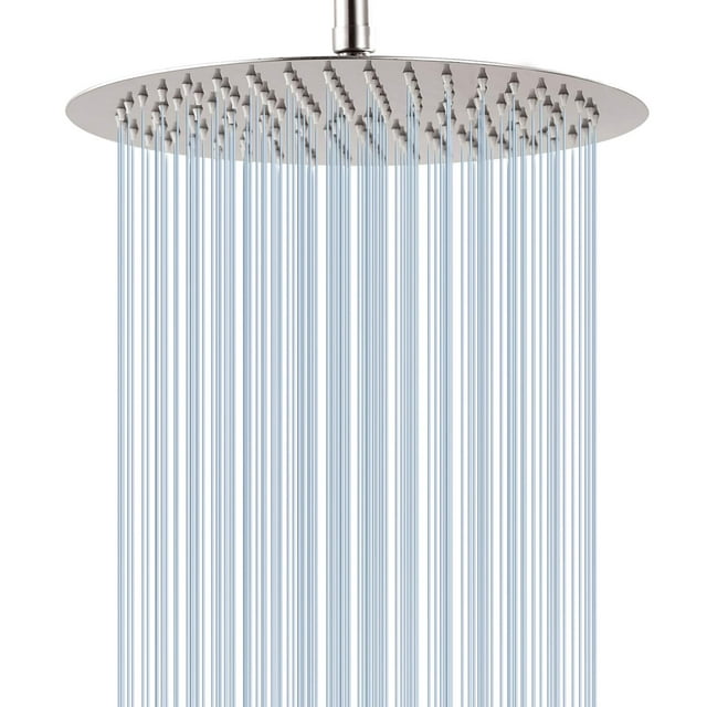 GGStudy Round 12 Inch Stainless Steel Shower Head - Rain Style Shower Head Brushed Nickel