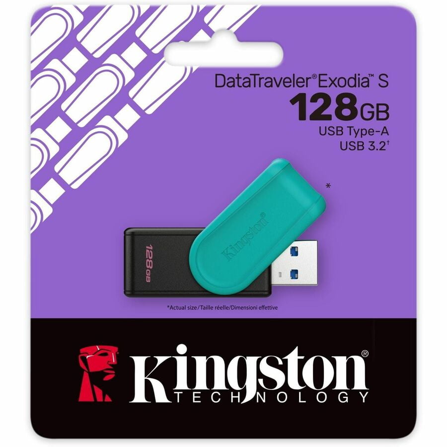 Kingston DataTraveler Exodia S 128GB Portable USB 3.2 Gen 1 Flash Drive with Swivel Cap