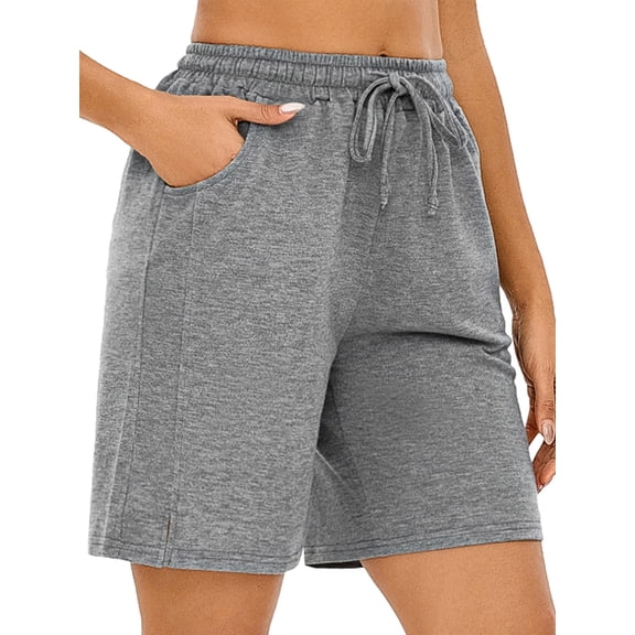 TEMOFON Womens Shorts Summer Wide Leg Athletic Shorts Casual Elastic Waist Drawstring Bermuda Shorts with Pockets L