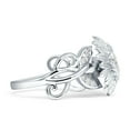 thumbnail image 5 of Sunflower Twisted Vine Leaf Ring Cubic Zirconia White Tone 925 Sterling Silver, Size 7, 5 of 7