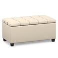 thumbnail image 2 of Sienna 34" Transitional Rectangle Ottoman Bench in Satin Cream Faux Leather, 2 of 13