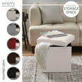 thumbnail image 6 of Simplify Faux Leather Folding Storage Ottoman Cube in Ivory, 6 of 9