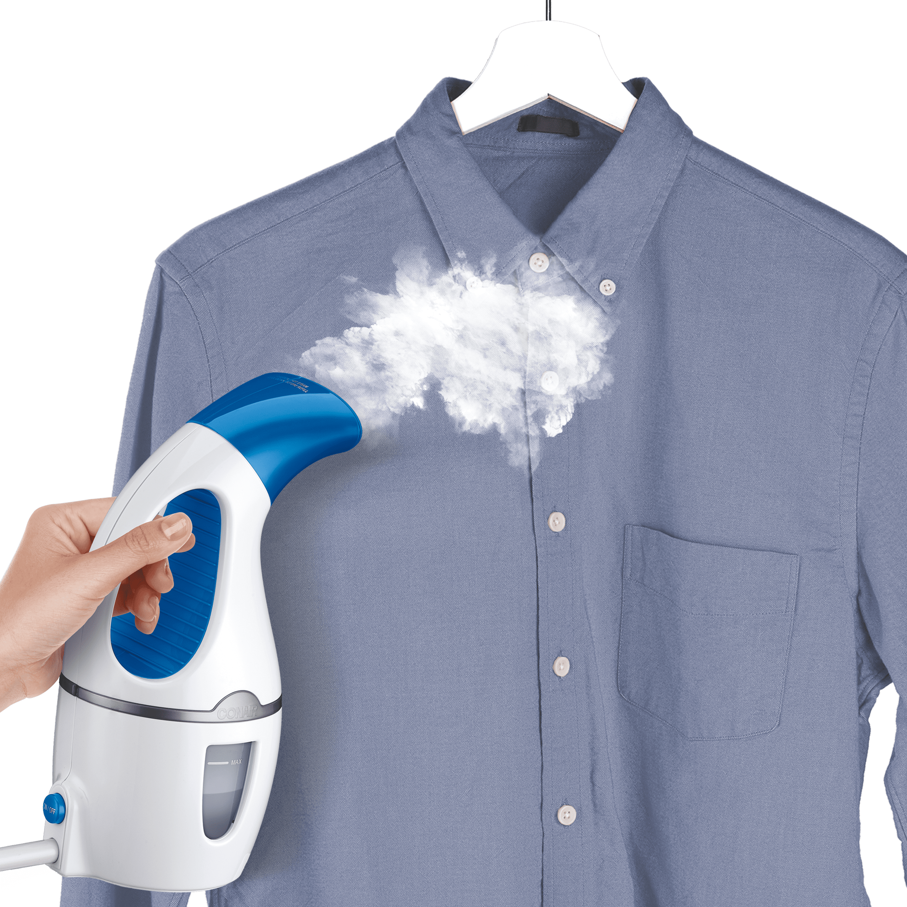 Conair Complete Steam Hand Held Fabric Steamer; White / Blue