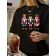 thumbnail image 1 of Round Neck Retro Casual Print T-shirt Top Women's Clothing, 1 of 6