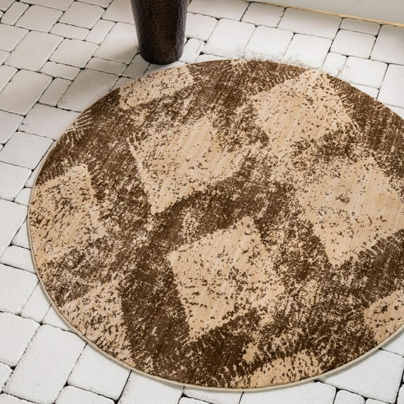 Unique Loom Dorchester Collection Area Rug (8' Round Brown/Beige)