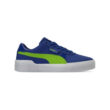 PUMA Womens Jasmine Green Navy Colorblock Cushioned Cali 90 Round Toe Lace-Up Leather Athletic Sneakers 6.5