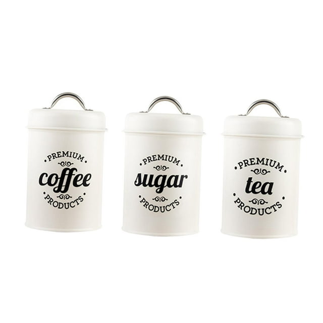 Juego de recipientes herméticos para almacenar alimentos en la cocina del hogar, para café, té y azúcar. blanco