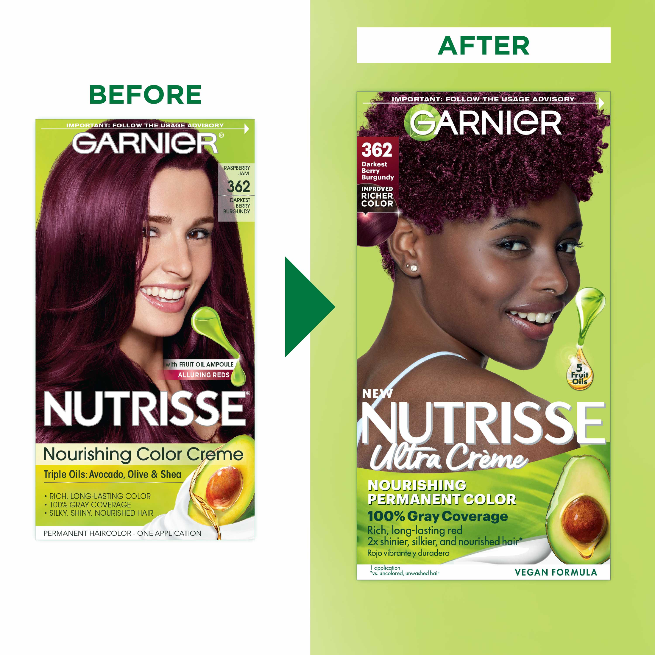 Garnier Nutrisse Nourishing Hair Color Creme, 362 Darkest Berry Burgundy - image 3 of 11