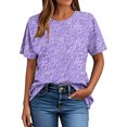 thumbnail image 5 of Hauts d'Été pour Femmes DYTTDG T-shirt à Fleurs Mode pour Femmes Grande Taille Col Rond Manches Courtes Décontracté Ample Tee Haut Hauts pour Femmes Liquidation Moins de 10 Multicolore,m, 5 of 5
