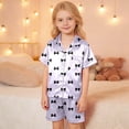 thumbnail image 2 of Toddler Girls Silk Pajamas Valentines Day Pajama Short Sleeve Bow Button Down Sleepwear Boys Pajamas Size 3-4 Years, 2 of 4