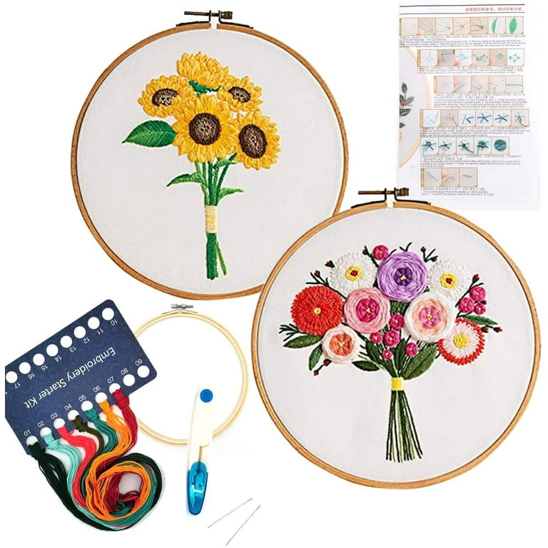 Maydear 3 Pack Embroidery Starter Kit with Pattern,Cross Stitch