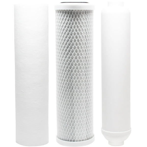 Replacement Filter Kit for Puromax PC4 RO System - Includes Carbon Block Filter, PP Sediment Filter & Inline Filter Cartridge - Denali Pure Brand