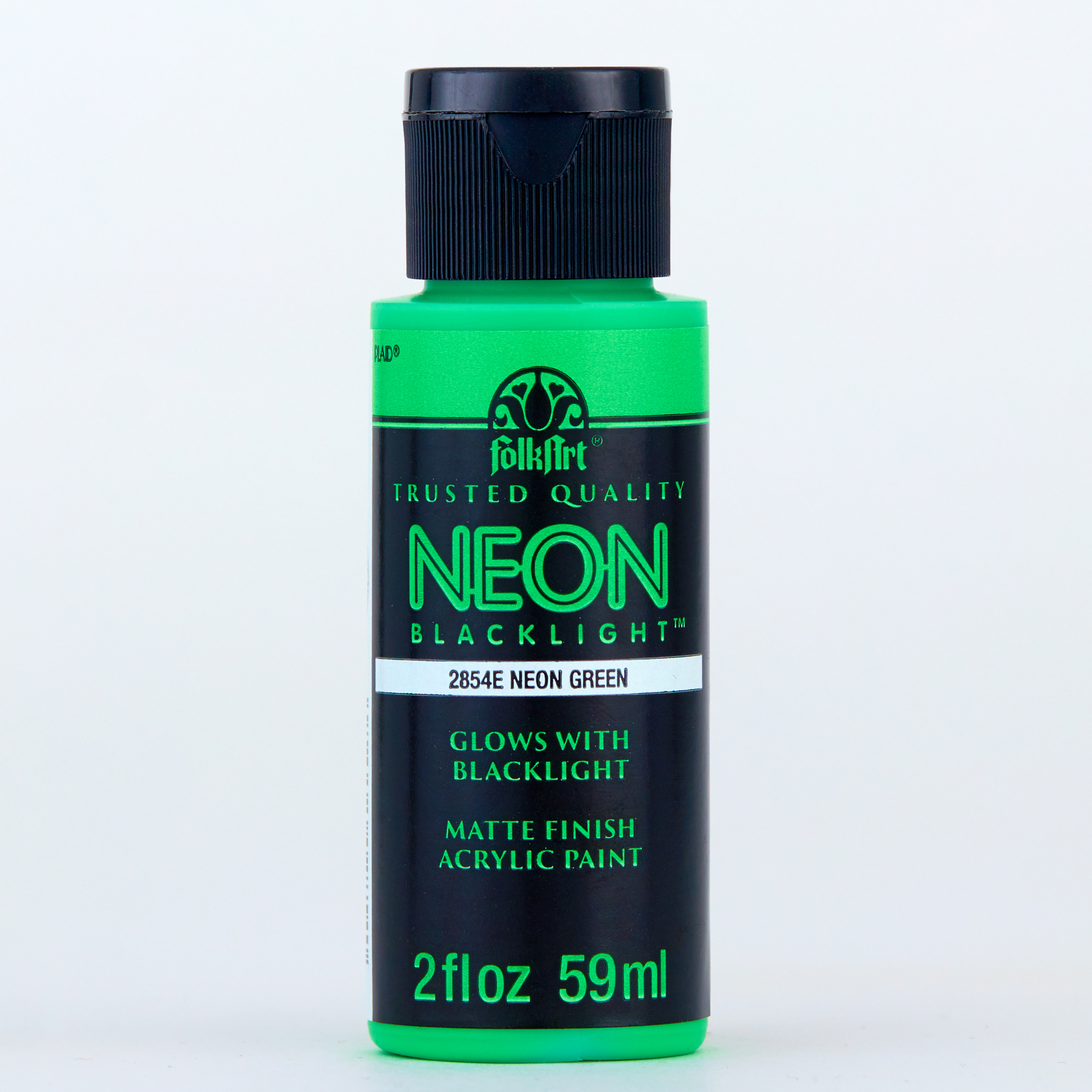 FolkArt 2854E Neon Blacklight Acrylic Craft Paint, Matte Finish, Green