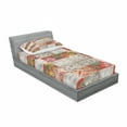 thumbnail image 3 of Ambesonne Floral Fitted Sheet & Pillow Sham Set, Folkloric Grunge Flowers, Queen, Taupe Grey Multicolor, 3 of 3