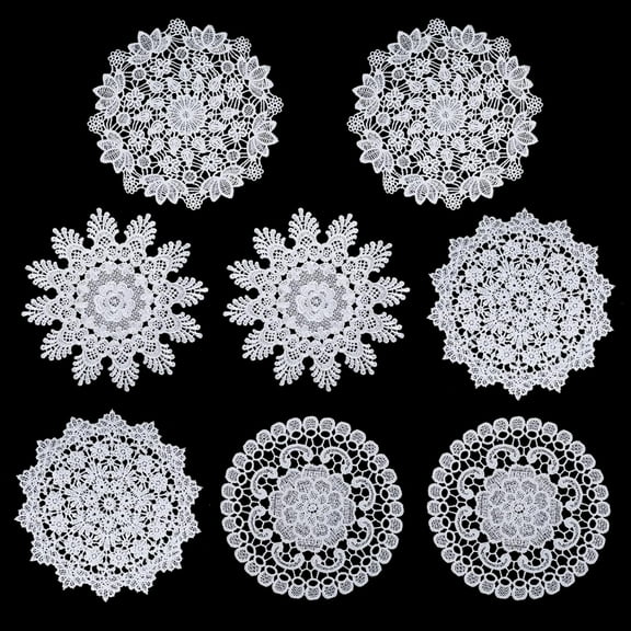 8 Pcs Crochet Lace Doilies for Tables White Round Lace Doilies 6 Inch Placemat Vintage Laces Coasters Decors for Kitchen Dining Room Wedding Vase Decoration