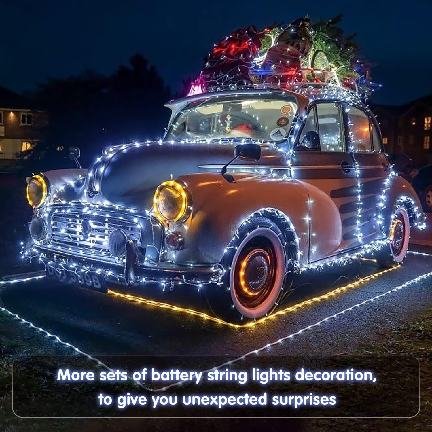 White Battery Operated String Lights Outdoor Waterproof, 33ft 100 LED Battery Power Christmas Lights Indoor, 8 Modes Twinkle Fairy Mini Lights with Remote for Wedding Bedroom Tree