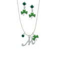 thumbnail image 1 of Delight Jewelry Silvertone Small Gelato Script Initial - M - Green Shamrock Necklace and Clover Earrings Jewelry Set, 1 of 4
