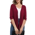 thumbnail image 2 of VERABENDI Women's Shrug Cardigan 3/4 Sleeve Cropped Drawstring Waist Crochet Bolero Sweaters,S/M/L/XL/XXL, 2 of 10