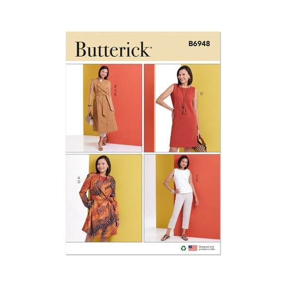 Butterick Sewing Pattern 6948 - Misses' Jacket and Vest with Belt, Top, Dress and Pant, Size: K5 (8-10-12-14-16)