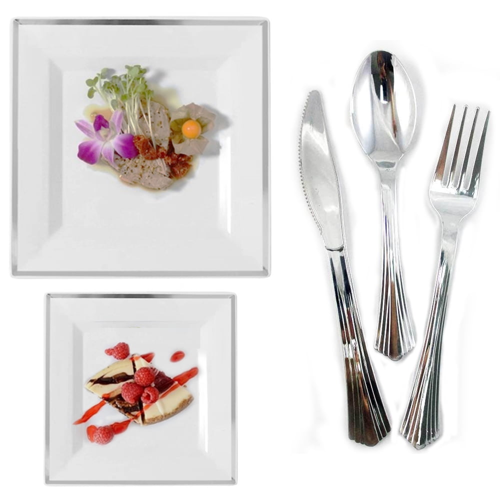 Bulk Square Dinner Wedding Disposable Plastic Plates