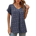 thumbnail image 6 of Uvplove Summer Blouses for Women Elegant Casual V Neck Chiffon Blouses Tops Shirts,SX F Navy Blue,L, 6 of 9