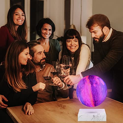 VGAzer Floating Galaxy Moon Lamp with 16 LED Colors, Levitating Galaxy Night Light , Multi-color Rotating Table Lamp Touch Control , 3D Printed Desk Moon Light Decor