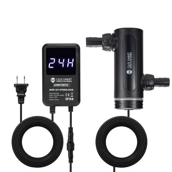 SainSmart Lumière Propre pour Aquarium XpertMatic 10W, Mini Lumière Submersible avec Minuterie, Lampe de Nettoyage Étanche pour Aquarium de 40-80 Gallons