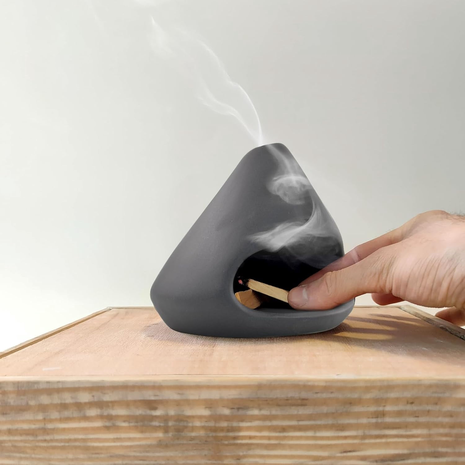 CATPAN Palo Santo Holder Ceramic Incense Burner Holder Sage Holder for Burning, Ash Catcher Mini Chiminea Unique Home Decor for Meditation/Yoga (Red)