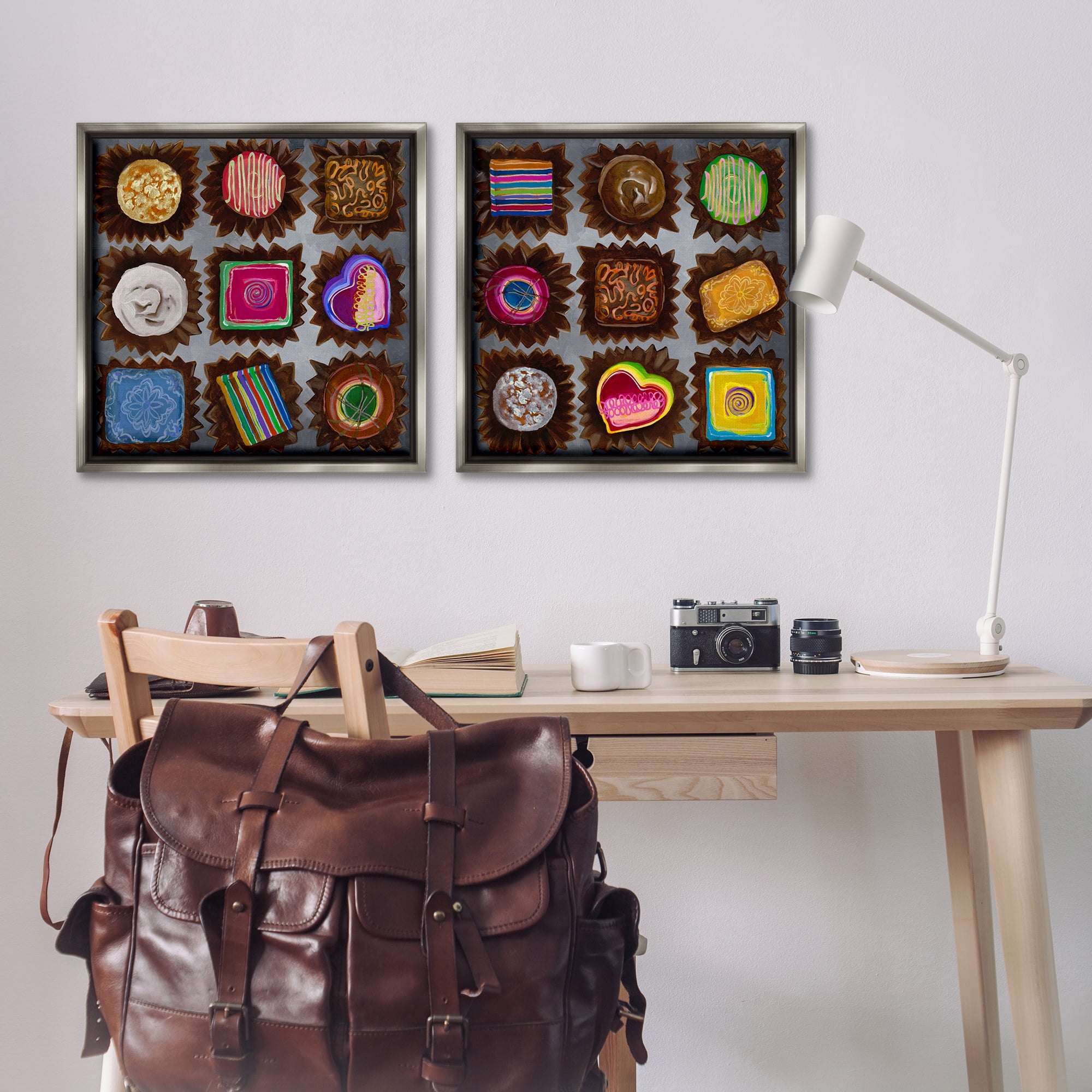 Stupell Industries Various Chocolate Choices Food & Beverage Painting Gray Floater Framed Canvas Art Print Wall Art, 25 x 25, Set of 2