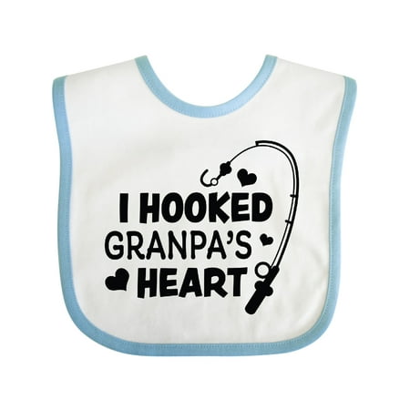 

Inktastic I Hooked Granpa s Heart with Fishing Rod Gift Baby Boy or Baby Girl Bib