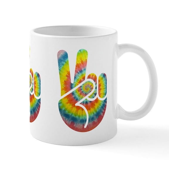 CafePress - Tie Dye Peace Hand Mug - 11 oz Ceramic Mug - Novelty Coffee Tea Cup