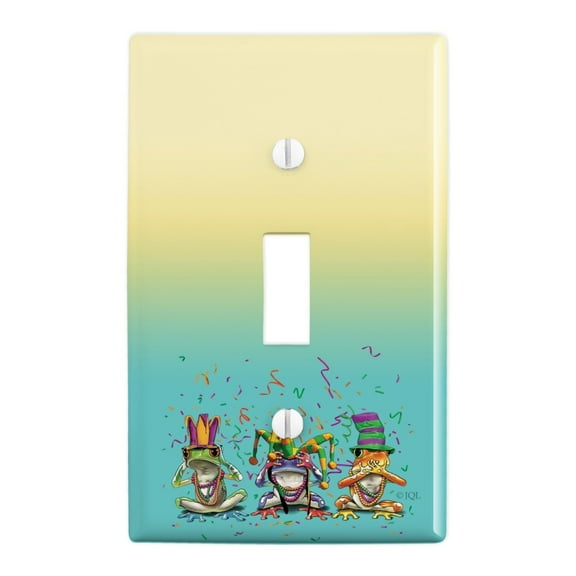 Party Frogs Mardi Gras See No Evil Hear Speak Plastic Wall Decor Toggle Light Switch Plate Cover