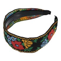 1 Pc Classic Embroidery Bohemia Headband for Women for Girls 1.97" Wide Black