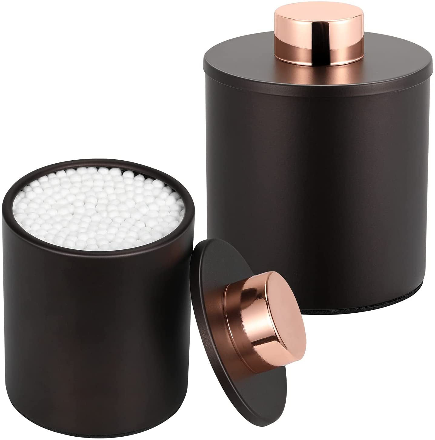 Luxspire 2 Pack Qtip Cotton Swab Holder, Bathroom Canisters with Lid for Cotton Swabs, Bath Balls, Rounds, Makeup Sponges,Q-Tips,Cotton Pads, Bathroom Accessories- Rubbed Bronze Fixtures