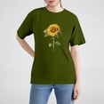 thumbnail image 2 of NAMTYQX Plus Size Summer Tops Cute Printed mit Print Plus Size Short Sleeve Soft Loose Stretch Round Neck Womens Casual Tops Dark Green Size M, 2 of 4