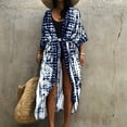thumbnail image 2 of Fesfesfes Coverups for Women Print Chiffon Beach Kimono Long Cardigan Blouse Shawl Loose Tops Cover Up, 2 of 9