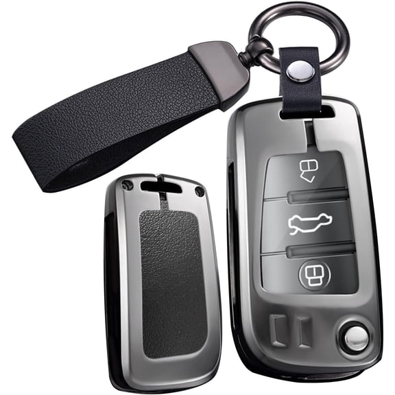 Key Fob Skin Transparent Front Cover Fit for Audi Flip Key Remote for A1 A3 A4 A5 A6 A6L A8 Q2 Q3 Q5 Q7 TT TTS R8 S3 S4 S5 S6 RS3 RS4 RS,Antiscratched Car Key Case with Keychain
