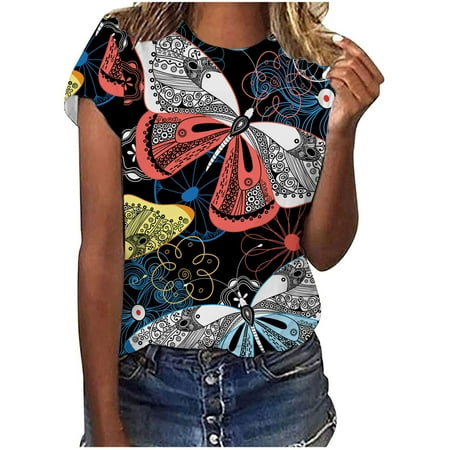 

YFPWM Women Clothes Casual Work Queen Top Mesh Tops Corset Top Fringe Top Flowy Tops Feather Top Dog Print Top Cow Print Top Hawaiian Shirt Butterfly Print T-Shirts Short Sleeve Tops