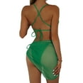 thumbnail image 2 of Txlixc Conjunto de traje de baño dividido para mujer, bikini con volantes+bragas con cordones+cobertores de malla Txlixc Moda, 2 of 7