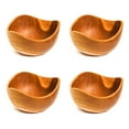 thumbnail image 1 of Wavy Thin Rim Teak Wood Bowl 4-Pack, 1 of 5