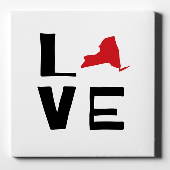 New York - Love Red & Black - 10" x 10" - Decorative Canvas Wall Art - White Edge - 5/8" Gallery Wrapped