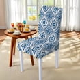 thumbnail image 4 of TSOVTHRID Blue Floral Plaid Print Dining Chair Seat Covers Set of 7 PCS Includes Dining Chair Covers with Tablecloths, Washable Table Cloth Scratch-Resistant Seat Protector for Party Decoration, 4 of 6