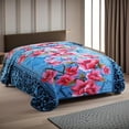 thumbnail image 2 of Luxuriate in Comfort with Our Double-Ply Sided Velvet Raschel Blanket - Weighted, Reversible, Cozy, and Warm for All Seasons, Featuring an Elegant Floral Design in Rich Blue Tones, King,83*95in, 2 of 4