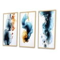 thumbnail image 3 of Designart "Wonders Found Turquoise and Gold Ink Cloud II" Abstract Painting Framed Wall Art Set Of 3 - Turquoise Modern Frame Canvas Set For Living Room Decor, 3 of 6