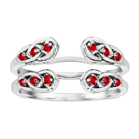 - Ruby Mounted In Sterling Silver Infinity Celtic Ring Guard Enhancer (0.24ctw)